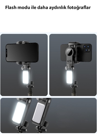 360 Akıllı Gimbal Telefon Tutucu Işıklı Bluetooth Kumandalı Selfie Tripodu