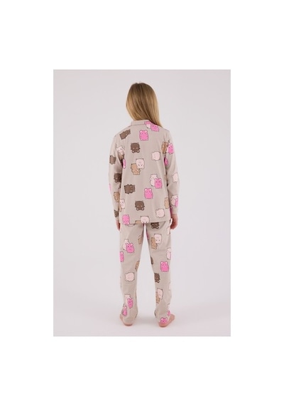 Rolypoly Kız Çocuk Krem Gömlek Pijama Takımı Bej/4-5yas