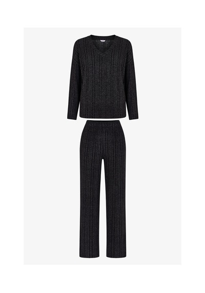 Penti Siyah Cozy Night Uzun Kollu Pantolon Pijama Takımı