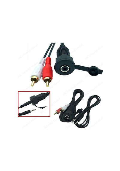 Su Geçirmez Panel Tipi 2/Rca To 3.5 Mm Aux Kablo