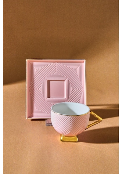 Karaca  Art Deco 2 Kişilik Kahve Fincan Takımı 80 ml Pembe