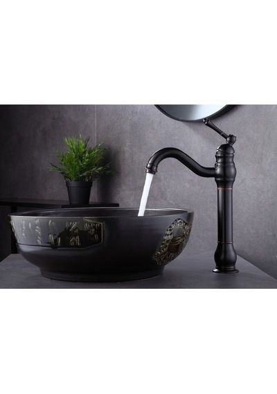İsaoğlu Yapı Siyah Çanak Lavabo Bataryası Polina Çanak Musluğu Country Design Siyah Lavabo Bataryası Siyah