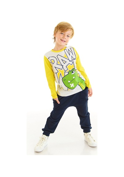 Denokids Rawr Dino Erkek Çocuk T-shirt Pantolon Takım Çok Renkli