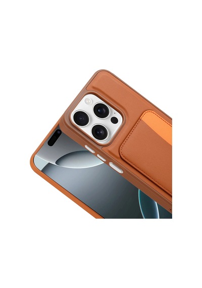 Xiaomi Redmi 15c Uyumlu Kartlıklı Süni Deri X-kart Cüzdan Silikon Kapak Kahverengi