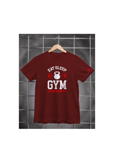 Segungear Gem Fitness Erkek Regular Fit Baskılı Spor Tişört Bordo - 931493728 Bordo