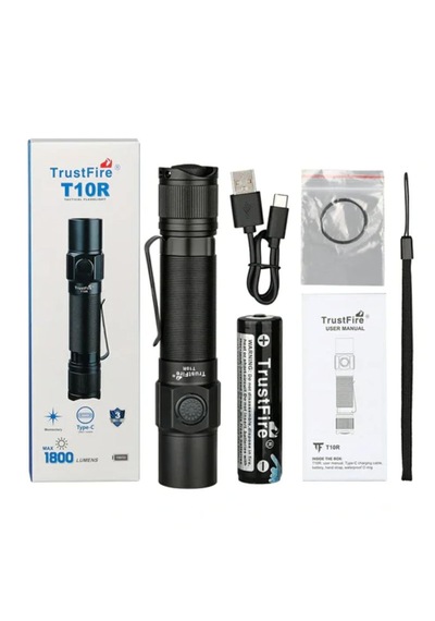 Trustfire T10r Taktikal Fener 1800 Lümen Siyah
