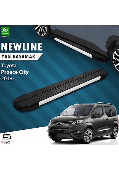 S-dizayn Toyota Proace City Uzun Şase Newline Aluminyum Yan Basamak 213 Cm 2018 Üzeri A+ Kalite