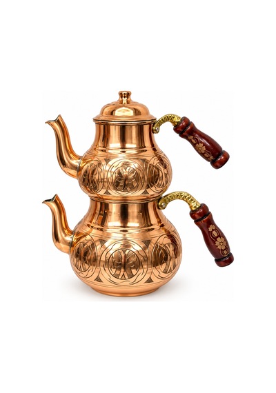 Aura Copper Ağır El İşlemeli Kalın Bakır Çaydanlık Takımı 1,2 Mm 27 Cm Bakır Parlak/ac-cy-032