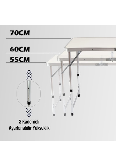 Funky Chaırs Tabureli Katlanabilir Piknik Masası Seti Gri