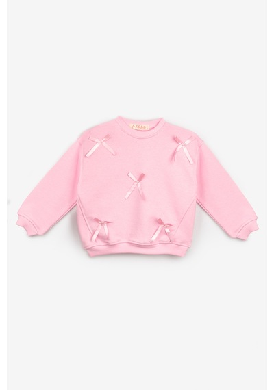 Le Mabelle Pembe Fiyonk Detaylı Uzun Kollu Kız Çocuk Sweatshirt Pembe
