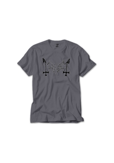 Mayhem Logo Text Gri Tişört Gri