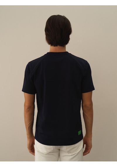 Xint Lacivert Pamuk Dokulu Regular Fit Tişört 502049