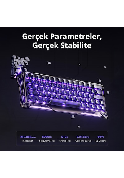 Gravastar V60 Pro Manyetik Kablolu Gaming Klavye, Xpro Kablosuz Optik Mouse Ve Mousepad Oyuncu Seti,