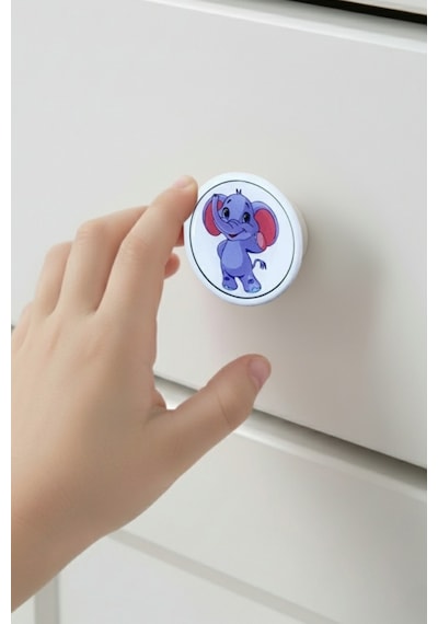 Fil Çocuk Odası Mobilya Kulbu - 55 MM - Abs Plastik Tekli Düğme Dolap ve Çekmece Kulpu Mor