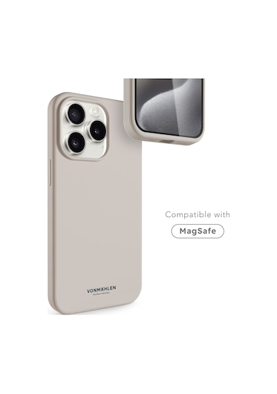 Vonmahlen Apple Uyumlu iPhone 15 Pro Max Magsafe Silikon Kılıf Krem