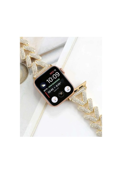 Akıllı Saat Aksesuarları Apple Uyumlu Watch 38mm Node Taşlı Kordon - Siyah