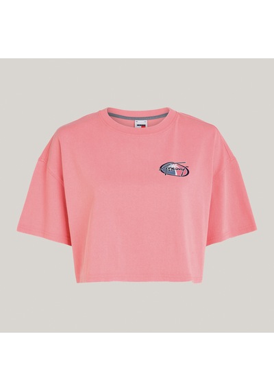 Tommy Hilfiger Tommy Jeans Ovs Crp Archive Ext Kadın Pembe Crop T-shirt