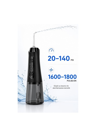 Auhma Amf11 Şarjlı Ağız Duşu 320ml Su Hazneli 4 Modlu Ipx7 Su Geçirmez Type-c Hızlı Şarjlı 5 Başlıklı Profe