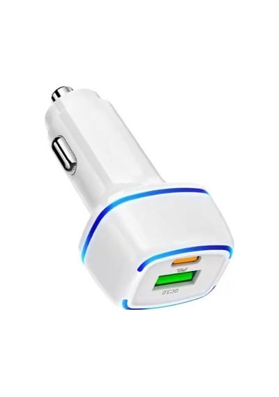 Cr01 Araç Şarj Adaptörü Dual Port Pd Araç Şarjı Yeni Nesil Pd + Standart Usb Ledli A Kalite Araç Şarj Başlık Fast Beyaz