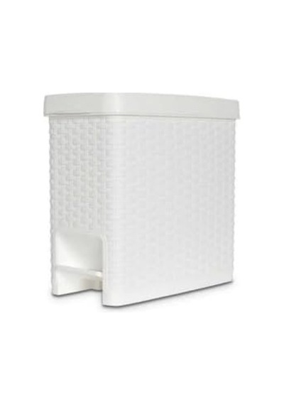 Rattan Kapaklı Kova, Plastik, Beyaz 10l Siyah