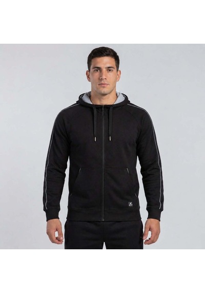 Siyah Joma Erkek Günlük Kapşonlu Sweatshırt Full Zip Poly.corner 4241302