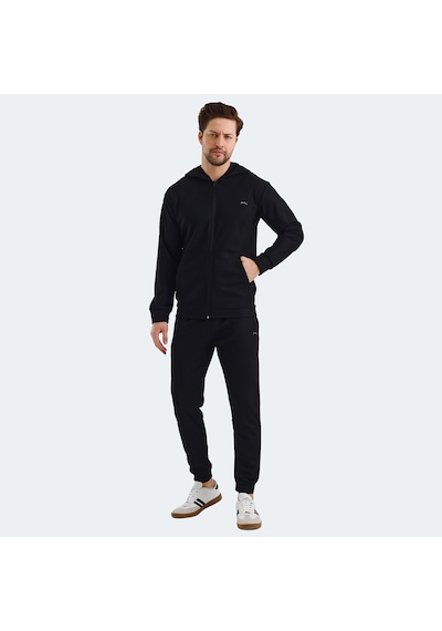 Slazenger KEEN IN Erkek Fermuarlı Kapüşonlu Cepli Siyah Eşofman Takımı