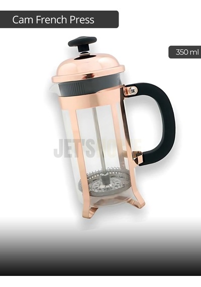 Cam French Press Kahve Demleme Paslanmaz İç Yapı Krem 350 Ml