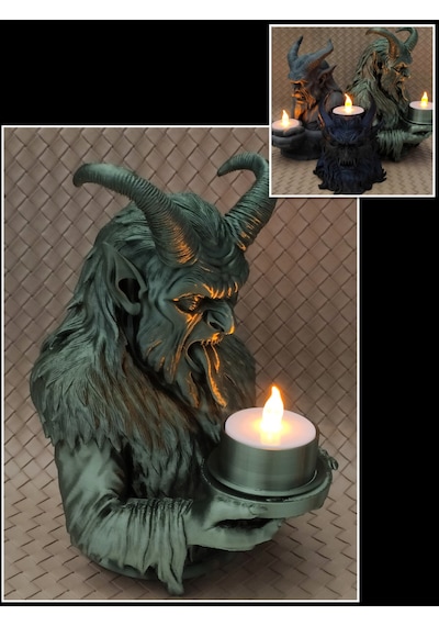 Krampus Tasarımlı Dekoratif Led Mumluk - Özel Tasarım Figür Hediyelik