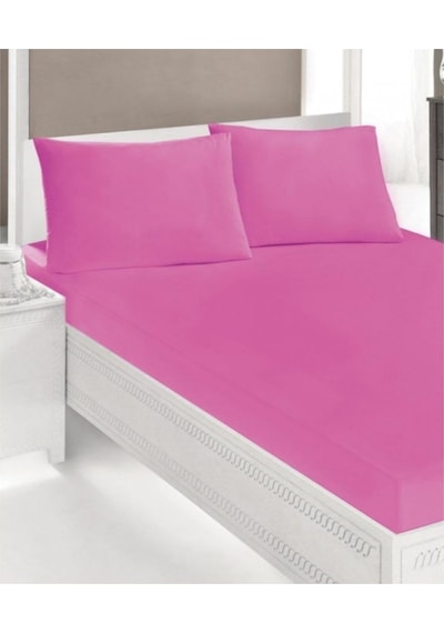 Çift Kişilik Lastikli Kumaş Çarşaf Pembe 160x200