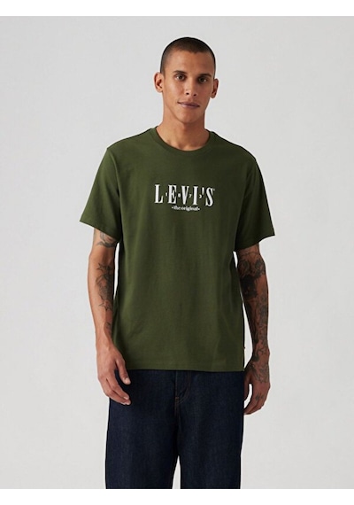 Levi's Oversize Minimalist Erkek T-shirt - Kısa Kol - Regular Fit Yeşil
