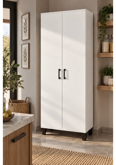 Sulorahome Mutfak Ve Kiler Dolabı 160 Cm Beyaz Çok Amaçlı Dolap