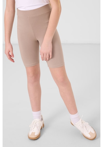 Tommylife Koyu Bej Pamuklu Kısa Paça Standart Fit Basic Kız Çocuk Tayt - 75188 Koyu Bej