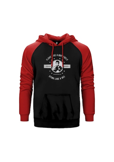 Muhammed Ali Butterfly Kırmızı Renk Reglan Kol Kapşonlu Sweatshirt Kırmızı
