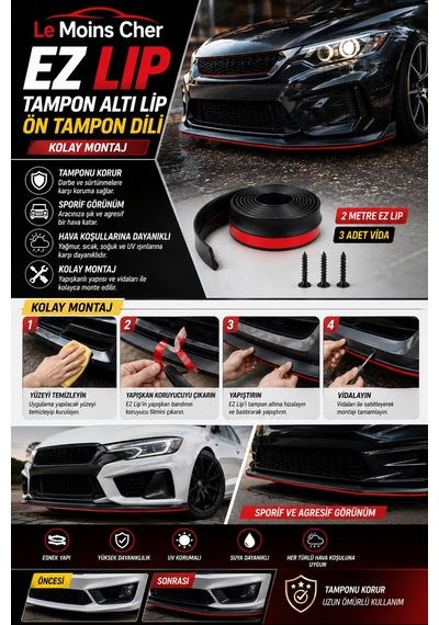 Ds Ds 5 So Chic Ez Lip Tampon Altı Lip Ön Tampon Dili 2 Metre Yapışkanlı Vidalı