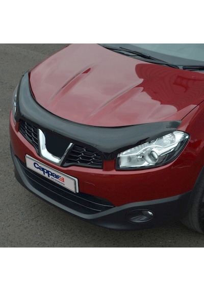 Cappafe Nissan Qashqai Ön Kaput Koruyucu Rüzgarlığı 4mm Akrilik Abs Piano Black 2010-2013