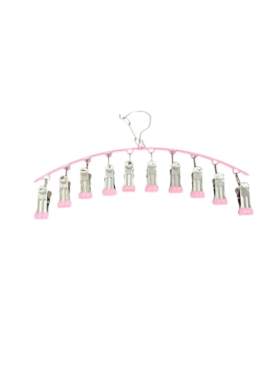 Çoklu Şal Askısı, Metal Mandallı Şal Askısı, 10 Mandallı Askı Pembe