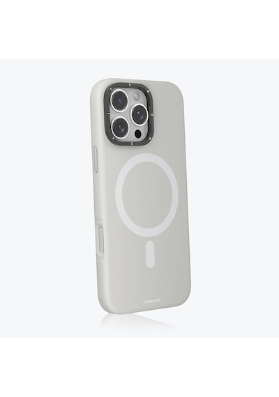 Apple iPhone 16 Pro Max Kılıf Kamera Standlı Magsafe Şarj Özellikli Youngkit Bitty Cream Kapak Gri