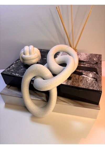 Modern Beyaz Zincir Dekoratif Obje Şık Masa Üstü & Kitaplık Süs Eşyası 13 Cm X 3 Zincir Bloğu