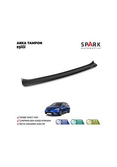 Renault Clio 5 2020- Yılı Ve Sonrası Uyumlu Arka Tampon Eşiği Parlak Siyah