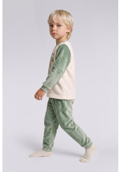 Defacto Dinozor Baskılı Pelüş 2li Pijama Takımı Erkek Bebek I2368a526cwkh434 Haki-kh434