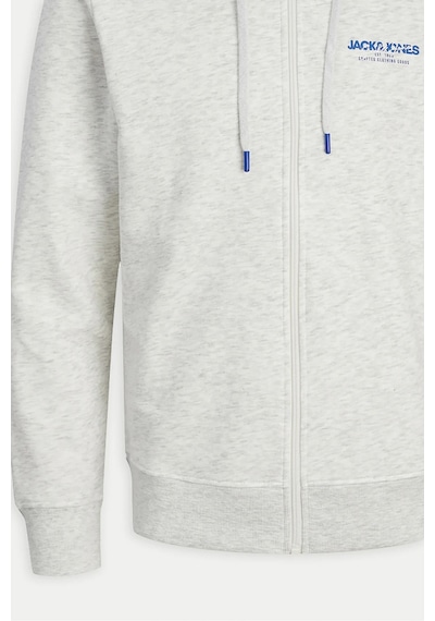 Jack & Jones Erkek Jjalvıs Fermuar Kapamalı Kapüşonlu Sweatshirt 12256847 Gri