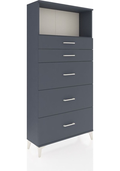 Arges Dolap Tek Raflı 5 Çekmeceli 88x30x182 Antrasit-antrasit Antrasit