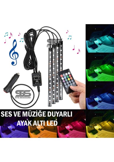 Ayak Altı Led Ses Ve Müziğe Duyarlı Kumandalı 8 Renk 4 Mod Üniver