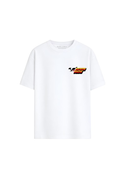 Black Nova Oversize Baskılı Unisex %100 Pamuk T-shirt Motorcycle Therapy Beyaz