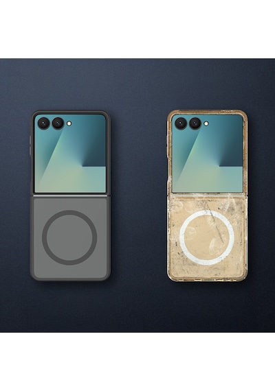 Galaxy Uyumlu Z Flip 7 Kılıf M-safe Şarj Özellikli Kamera Korumalı Zore Lunex Kapak Siyah