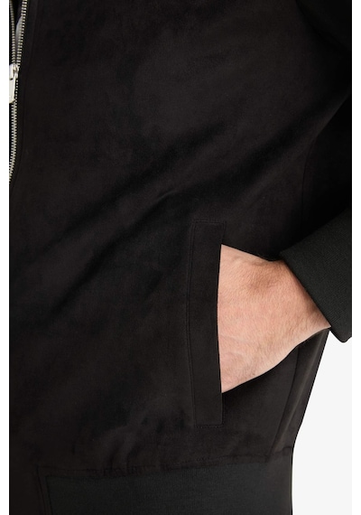 Defacto Slim Fit Dar Kesim Dik Yaka Fermuarlı Süet Mont D1524ax25aubk27 Siyah