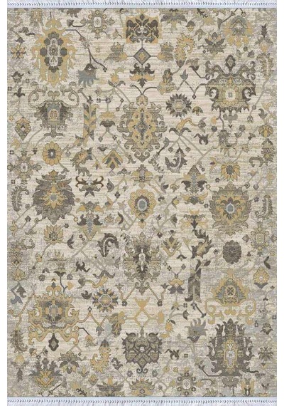 Bej Vintage Dokuma Pamuk Tabanlı Kaymaz Kilim Klm370n11