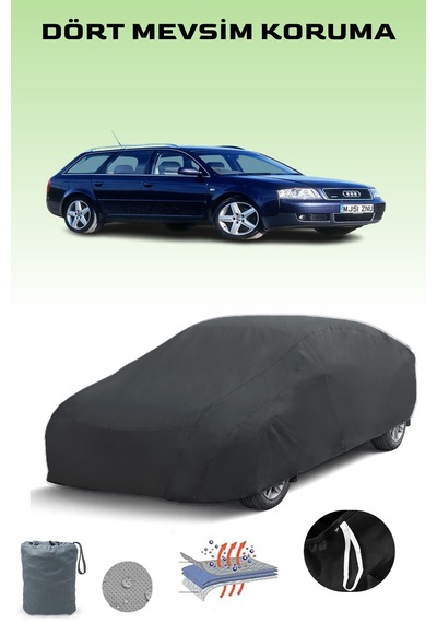Siyah Audi A6 Avant 2001 - 2004 Araba Brandası, Oto Örtüsü, Araba Çadırı Siyah