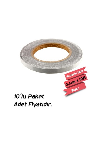 Carub Fosforlu Bant Beyaz 0,5 Cm X 10 Mt