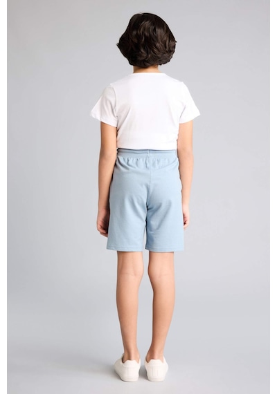 Defacto Regular Fıt Sweatshirt Kumaşı Şort Erkek Çocuk B5867a826smbe606 Mavi-be606